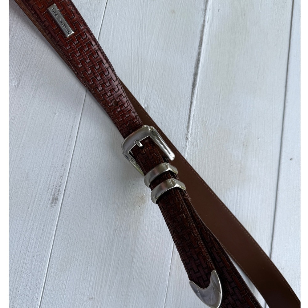 Greg Norman Mens Brown Woven Leather Belt GNS5AB12-214 Size 40/100